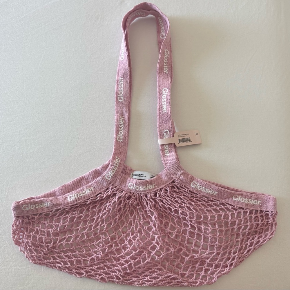 GLOSSIER PINK MESH TOTE